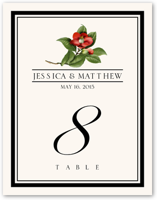 Camelia Flower Assortment Wedding Table Numbers